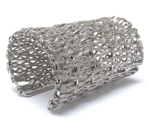 Multi twist row tall metal wire cuff bangle bracelet - wear resistant electro plating