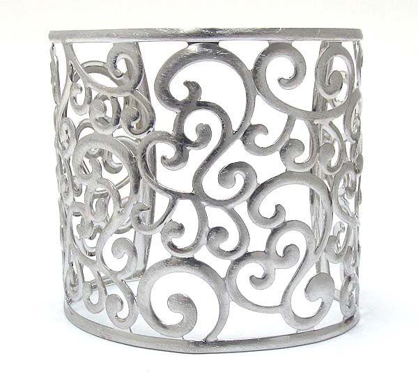 Metal filigree multi leaf cuff bangle bracelet - wear resistant electro plating