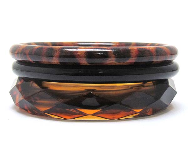 Leopard print acryl bangle bracelet set of three