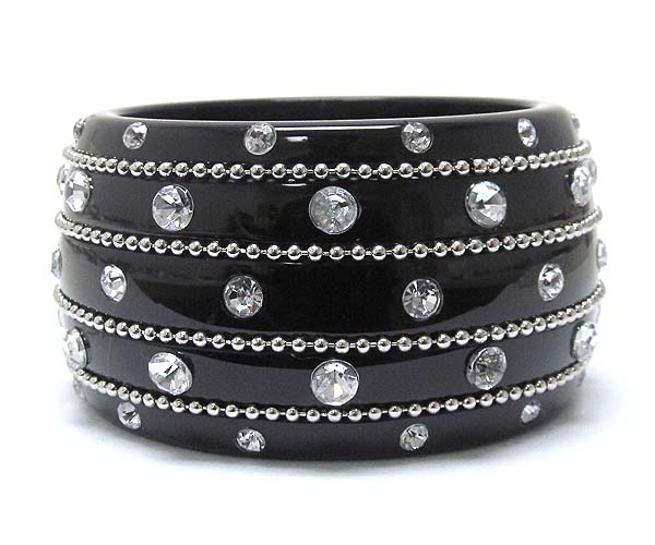 Crystal and metal ball deco acrylic bracelet