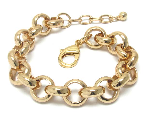 Massive style sharp edge luxury gold metal chain link bracelet - wear resistant electro plating