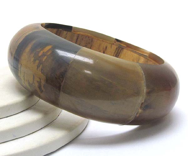 Natural wood and acrylic coated bangle bracelet