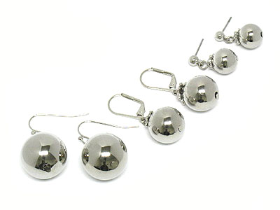 Three size and style ball earring sets