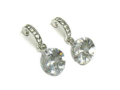 Dangling cubic zirconia and crystal stud earring