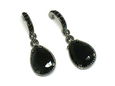 Dangling acrylic tear drop and crystal stud earring