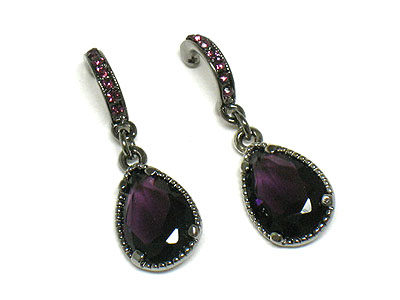 Dangling acrylic tear drop and crystal stud earring