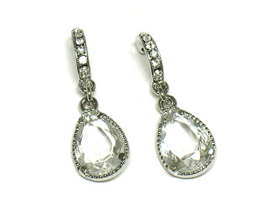 Dangling acrylic tear drop and crystal stud earring