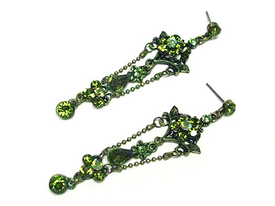 Austrian crystal flower and chain drop earring