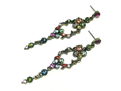 Austrian crystal flower long drop earring