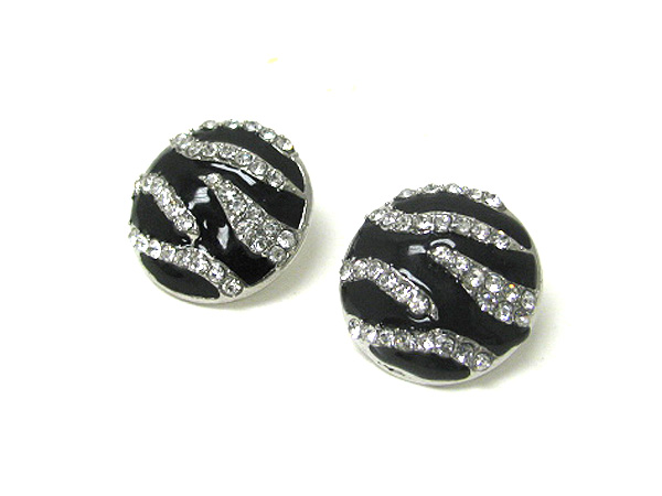 Crystal and epoxy animal print button earring