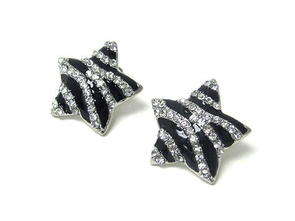 Crystal and epoxy animal print star earring