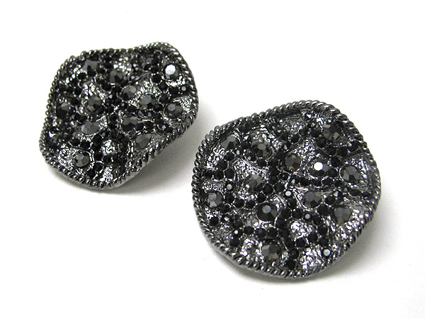 Crystal stud wave disk earring