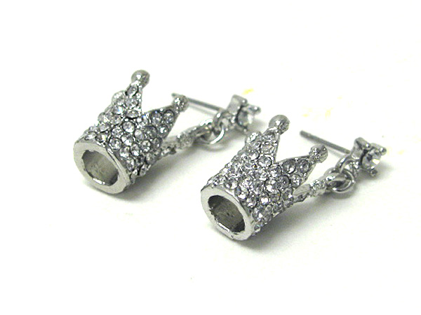 Crystal stud 3d crown earring