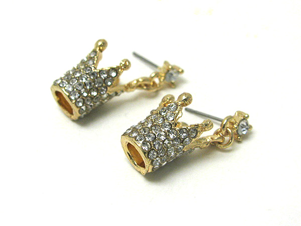 Crystal stud 3d crown earring