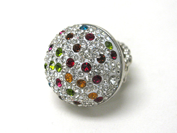 Crystal stud puffy round stretch ring