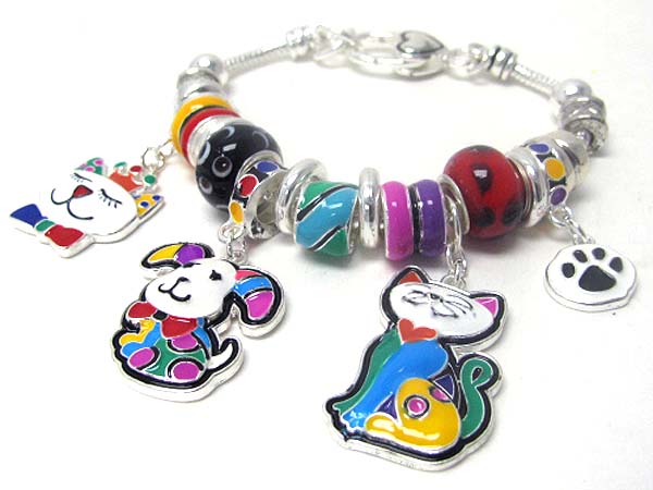 Designer inspired color art dog and cat bracelet