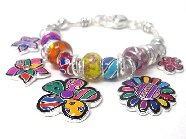 Designer inspired color art flower bracelet