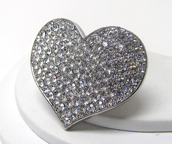 Crystal stud large heart stretch ring