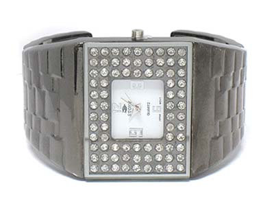 Crystal deco square studded bangle watch 