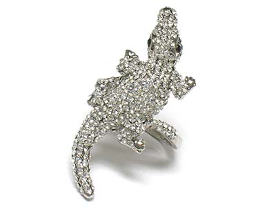 Crystal stone crocodile ring