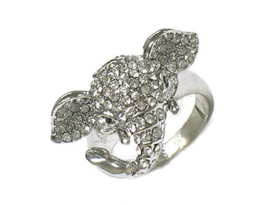 Crystal stone elaphant head ring