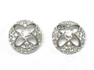 Crystal deco flower casting pattern round earring 