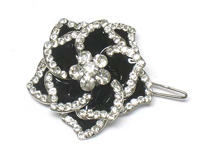 Crystal deco and epoxy cover flower pattern hair pin