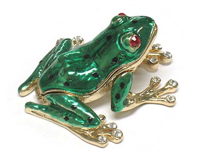 Crystal paved frog jewelry box