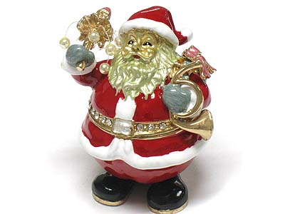 Christmas theme crystal deco santa jewelry box