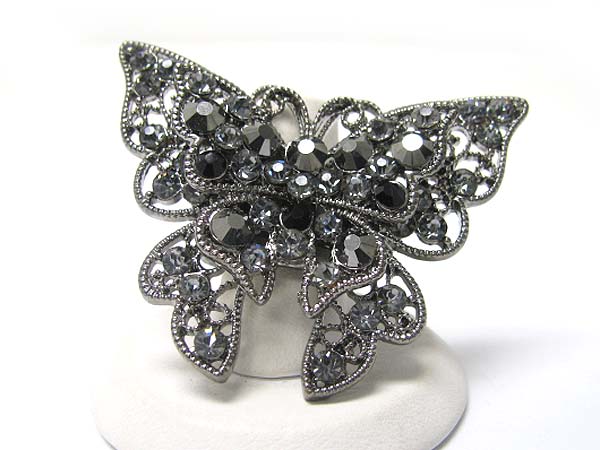 Crystal stud butterfly stretch ring