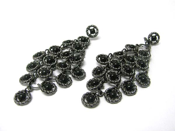 Seed stone deco metal cascade drop earring