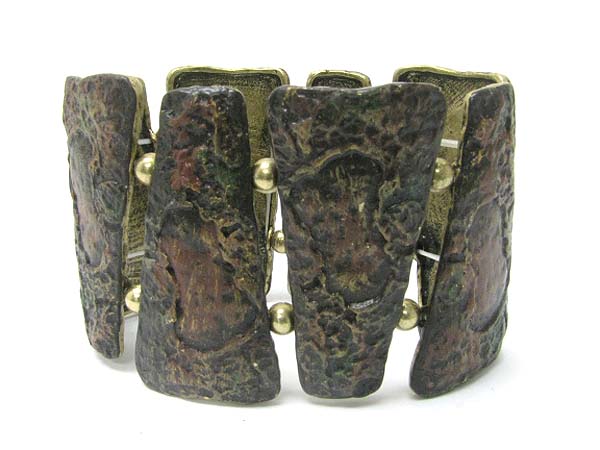 Ancient look patina metal bar link strfetch bracelet