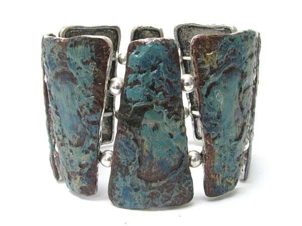 Ancient look patina metal bar link strfetch bracelet