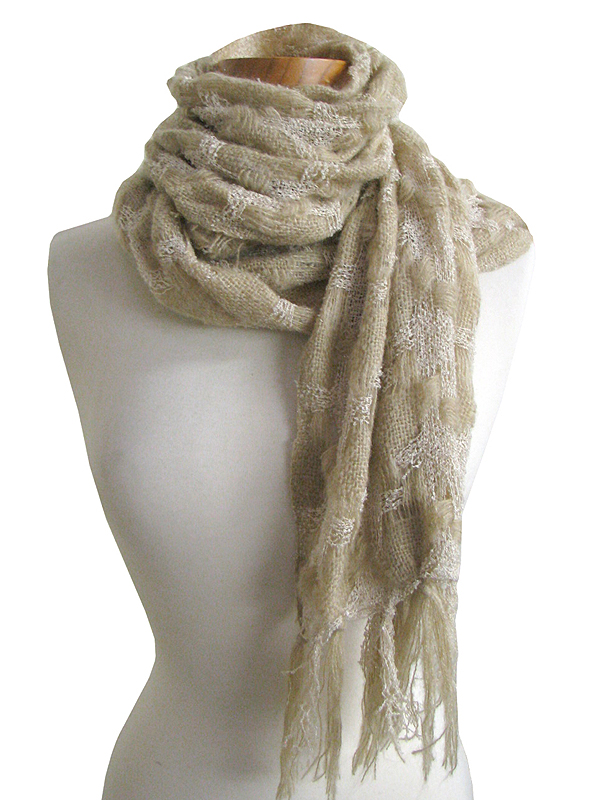 Emboss bouble cross braided acrylic muffler scarf 