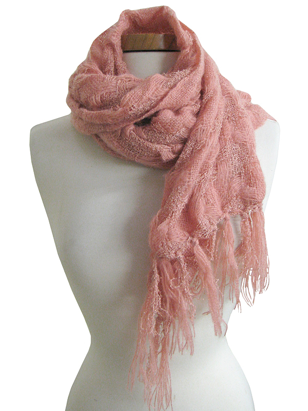 Emboss bouble cross braided acrylic muffler scarf 