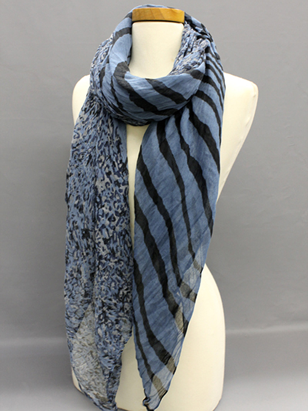 Half zebra animal print poliestere scarf