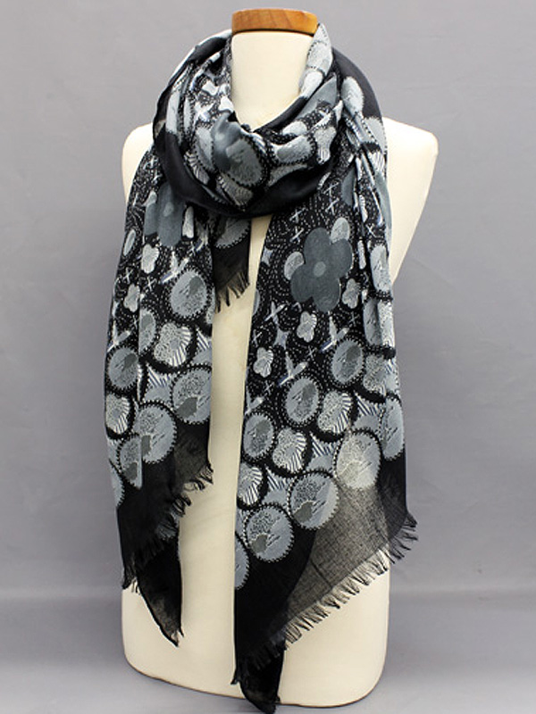 Flower border fuzzy edge poliestere scarf