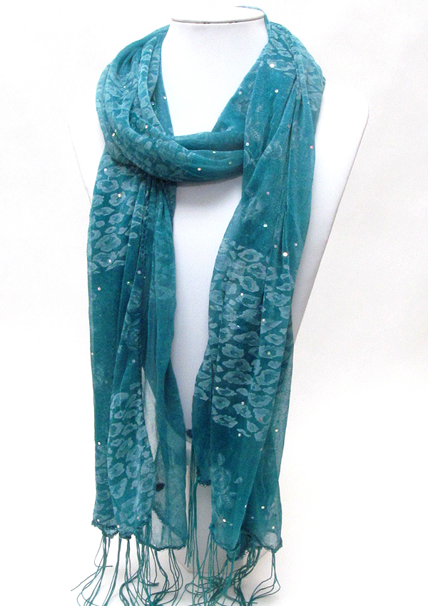 Multi flower mix and fringe deco scarf