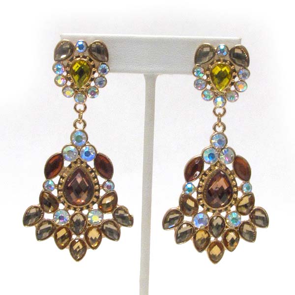 Crystal and facet glass mix deco shourouk style earring