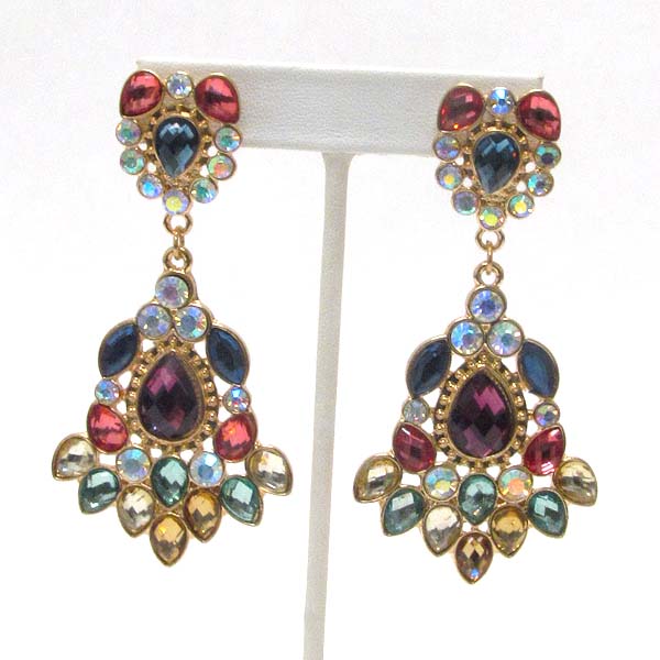 Crystal and facet glass mix deco shourouk style earring