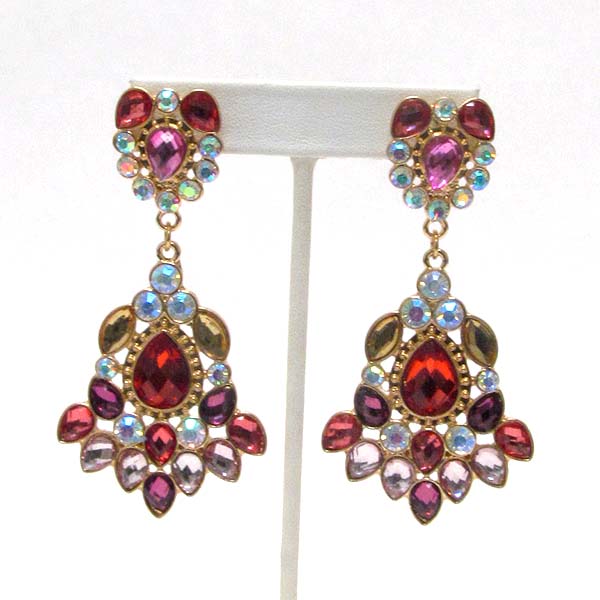 Crystal and facet glass mix deco shourouk style earring