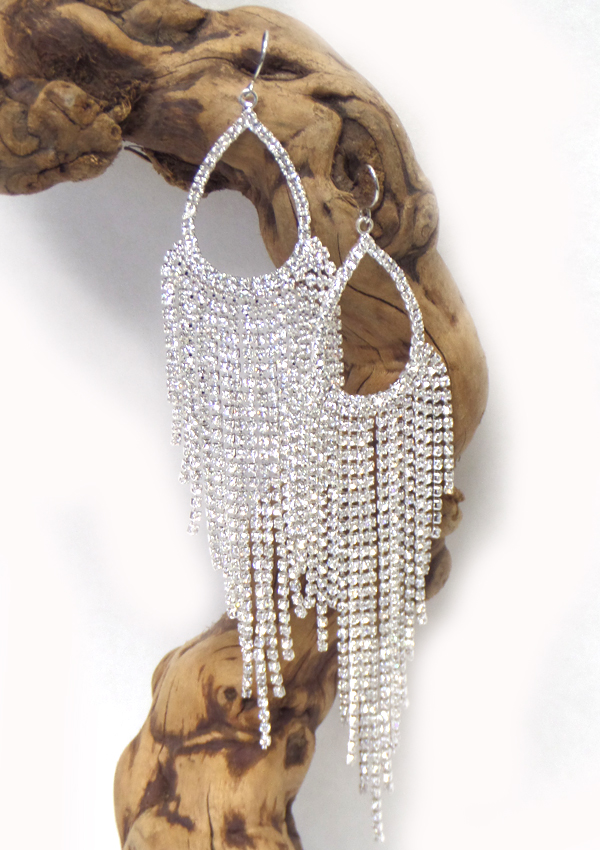 Multi rhinestone chain drop earring