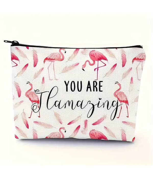 Flamingo cosmetic makeup bag