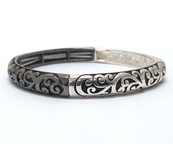 Multi metal filigree patern stretch bracelet