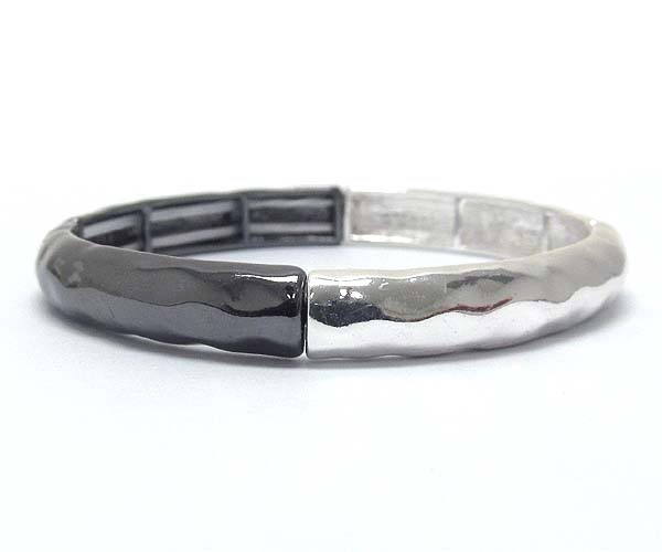 Metal hammered stretch bracelet