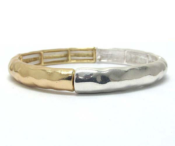 Metal hammered stretch bracelet