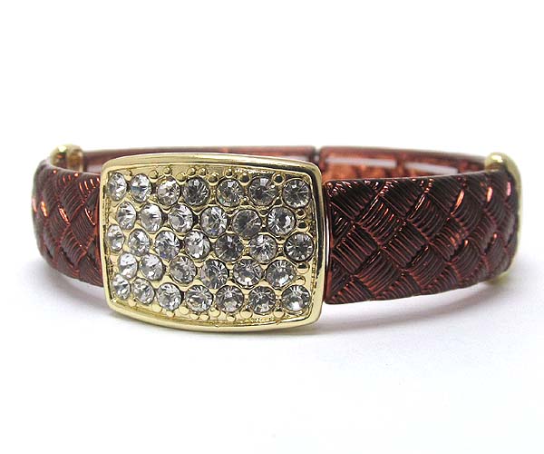 Multi crystal deco plate and color coat plating stretch bracelet