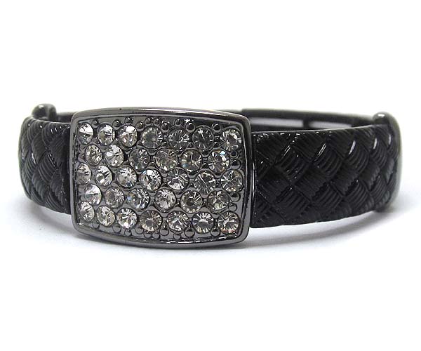 Multi crystal deco plate and color coat plating stretch bracelet