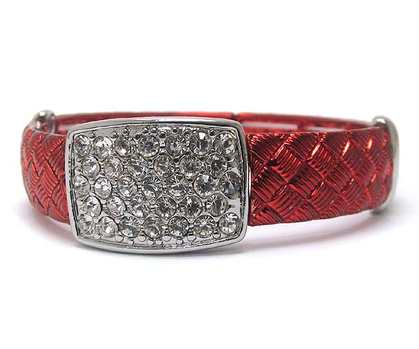 Multi crystal deco plate and color coat plating stretch bracelet