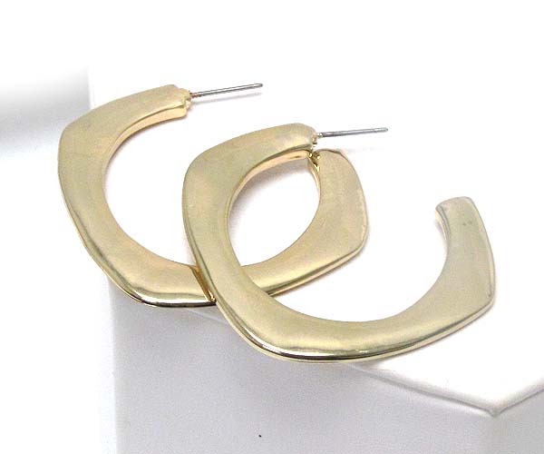 Plain metal square link earring - wear resistant electro plating